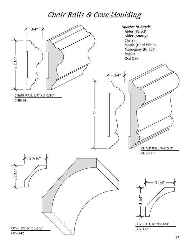 solid hardwood Chair Rails & Cove Molding