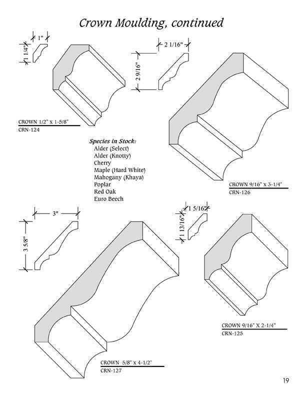 solid wood crown moulding in 4 sizes