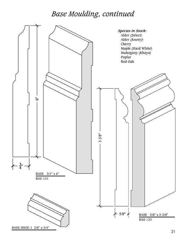 5-3/8" & 6" Base Molding and 3/4" Base Shoe Molding