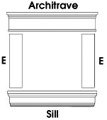 Architrave (lintel) style window trim with sill extension parts