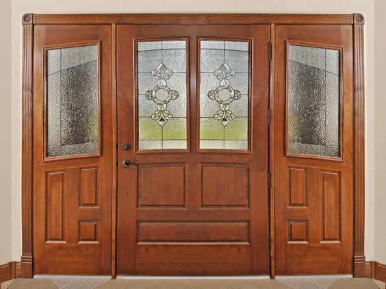 Entry door with 3-in-1 Stop Fluted Legs with Rounded Rosette