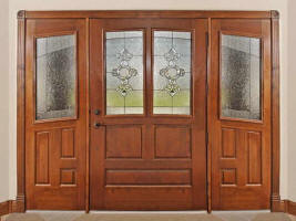 Entry door with 3-in-1 Stop Fluted Legs with Rounded Rosette