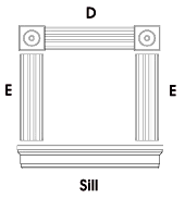 drawing window with rosettes and large sill extension